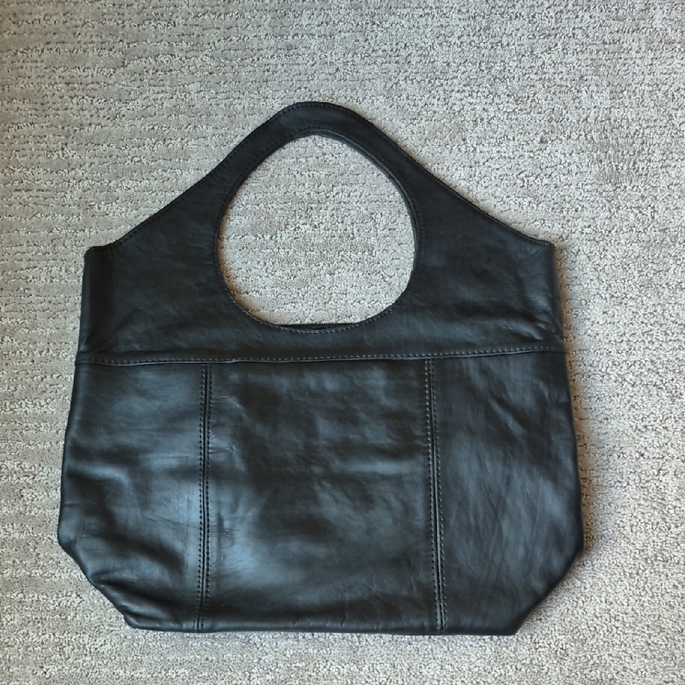 Chic Black Leather Shoulder Bag From Marocco Hand Made